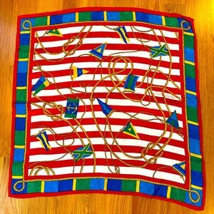 Designer silk scarf with cables and flags